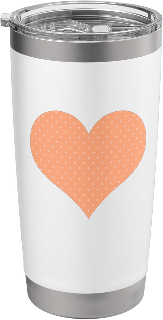 Cute Pastel Coral Peach Boho Minimal Tiny Polka Dot Pattern Stainless Steel Insulated Tumbler