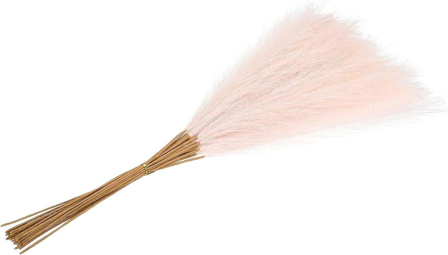 PATIKIL 24in Pampas Grass Decor, 50pcs Artificial Pampas Grass Bulk Fluffy Faux Pampas Grass Small Dried for Home Boho Decor Vase Wedding Wall Ground, Pink