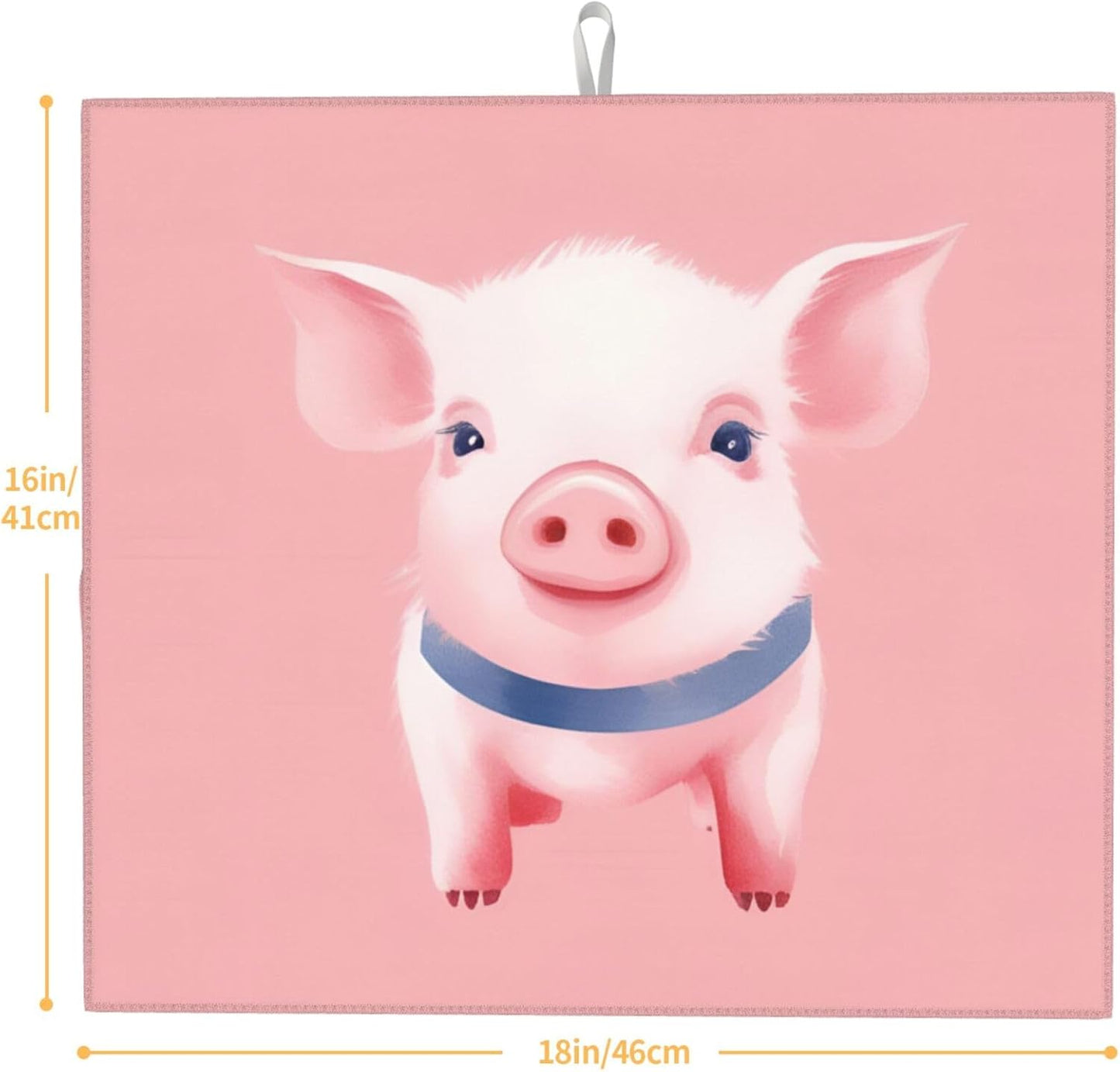 Pink Pig Watercolor Dish Drying Mat For Kitchen Counter Dry Mats Microfiber Dish Drainer Mat Protector Pad Absorbent Fast Drying Kitchen Must-Have 16x18 Inch
