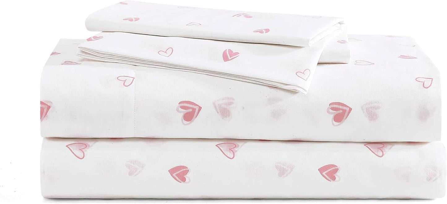 Poppy & Fritz - Twin Sheets, Luxurious Cotton Percale Bedding Set, Crisp & Cool, Super Soft Bed Essentials (Sweet Heart Pink, Twin)