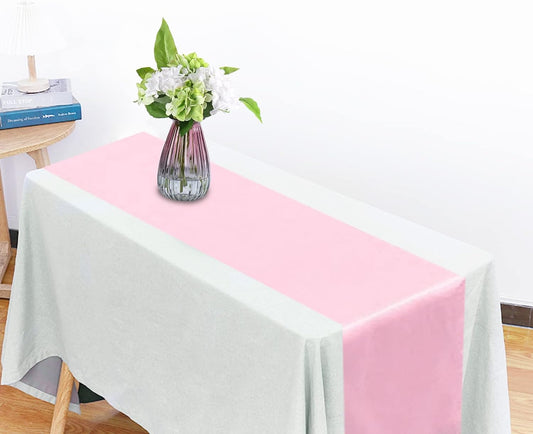 12 Pack Pink Table Runners, Satin Table Runner 12x108 Inches Long, Silk and Smooth Fabric Table Runner for Wedding, Parties, Banquets, Events Decoration