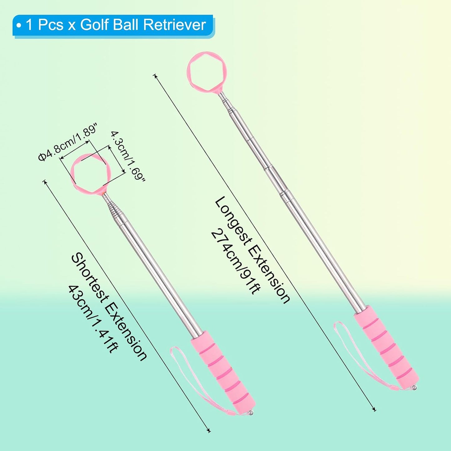 PATIKIL Golf Ball Retriever Telescopic Head Ball Grabber with Lanyard for Water Golf Ball Picker Tool Golf Accessories