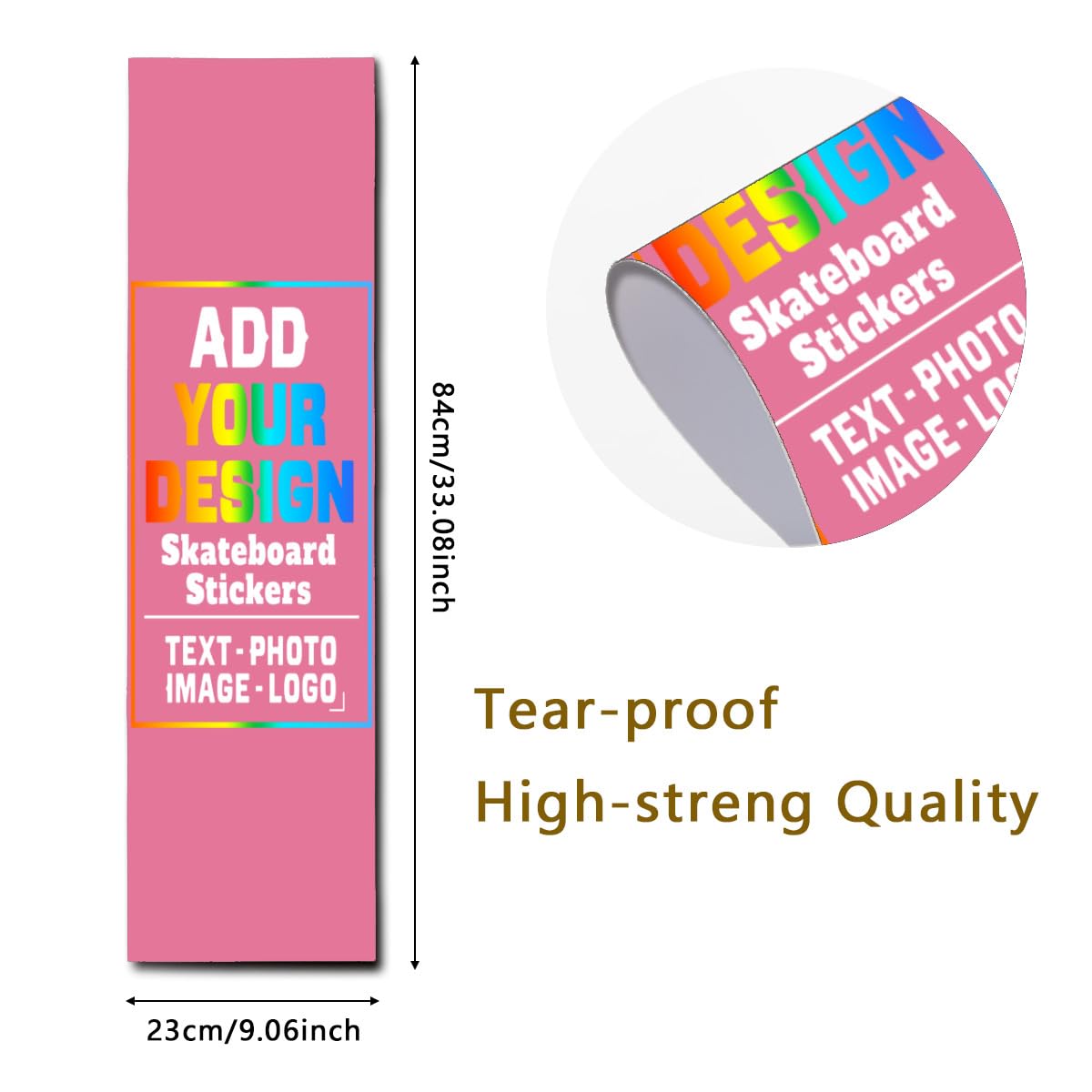 sophiehome Custom Personalized Customize Image/Logo Skateboard Sticker Upload Your Logo or Image Design Dark Pink