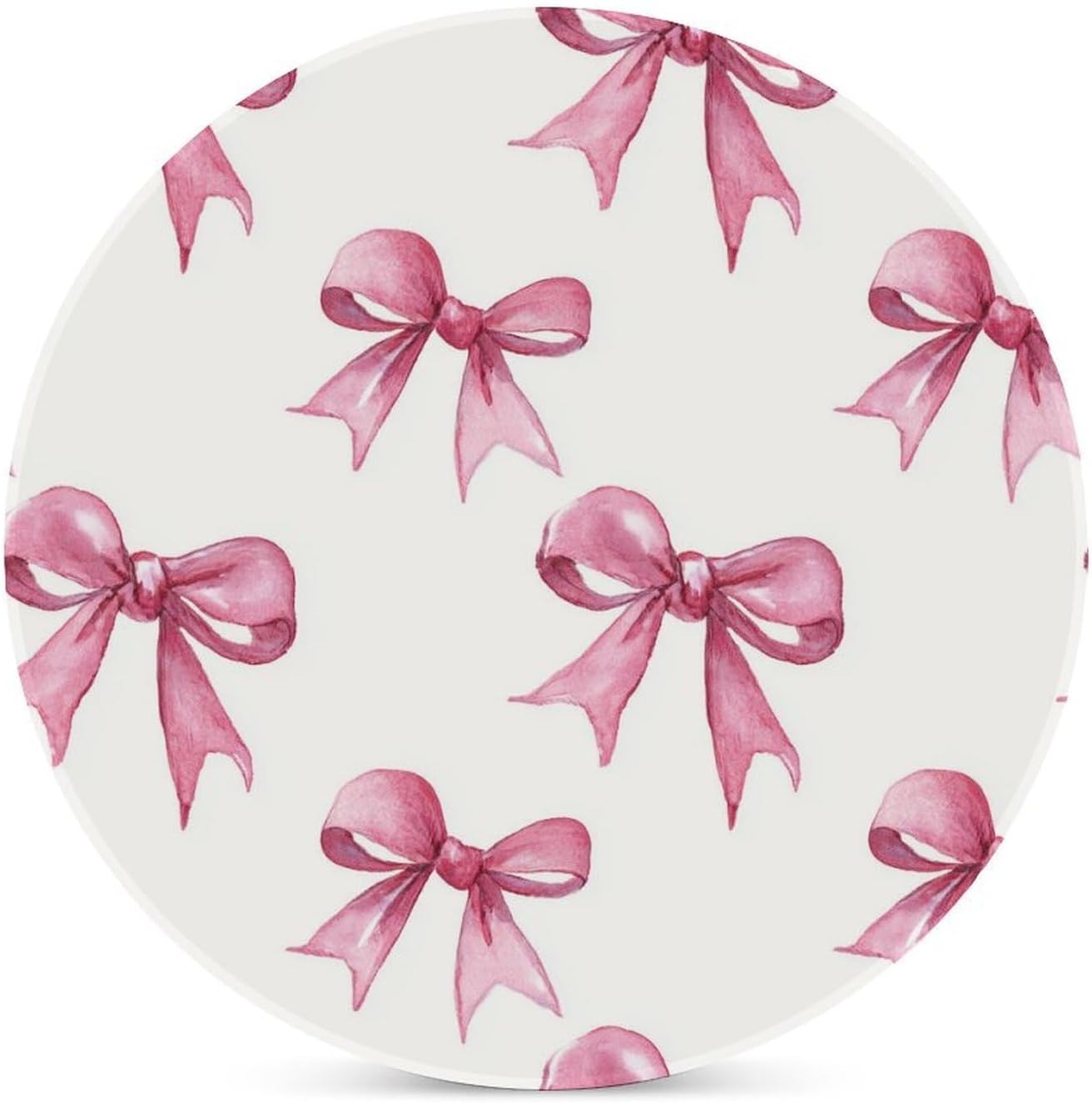 Light Pink Ribbon Bow Coquettish Watercolor Coasters Set of 4 Absorbent Coasters