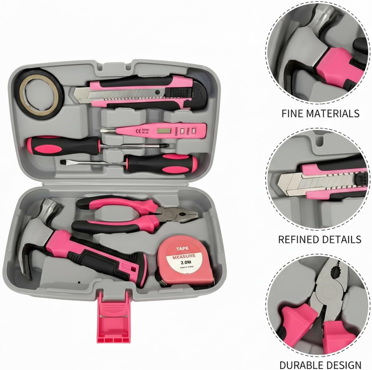 Pink Chrome Vanadium Steel Hand Tool Set for Home Furniture Assembly and Light DIY Repairs