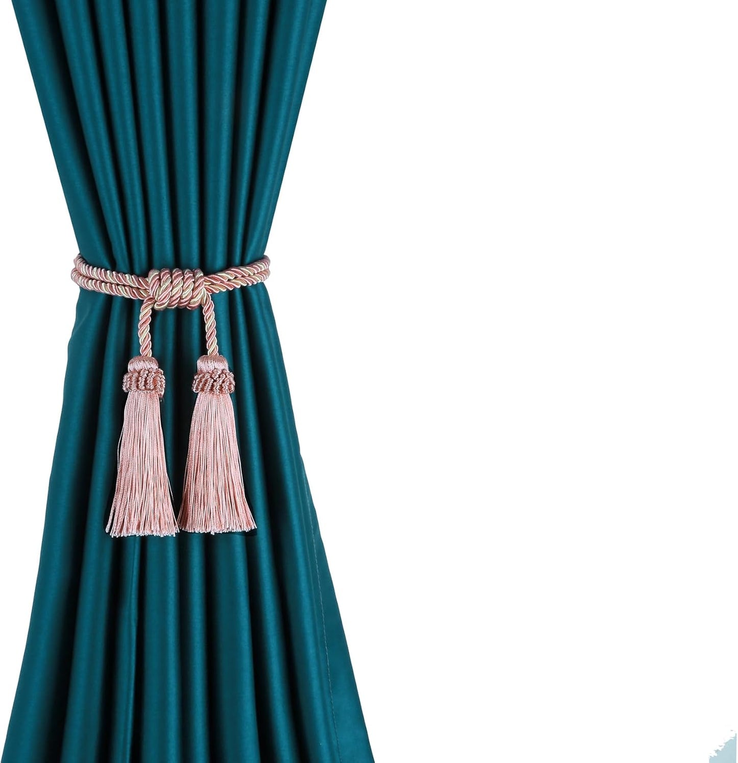 Magnetic Curtain Tiebacks Tassel Curtain Tieback Modern Handmade Tie Backs,Decorative Tassel Holdback for Draperies,Window Decor (Mix Pink, 2 Pack)