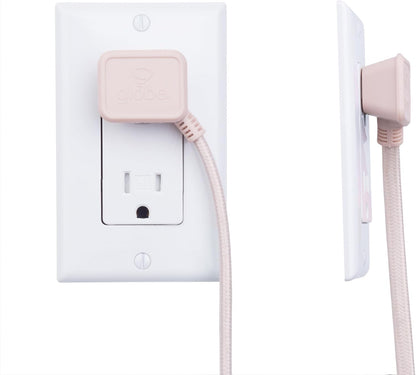 Globe Electric 22814 Designer Series 9-ft Fabric Extension Cord, 3 Polarized Outlets, Right Angle Plug, 125 Volts, Pale Pink