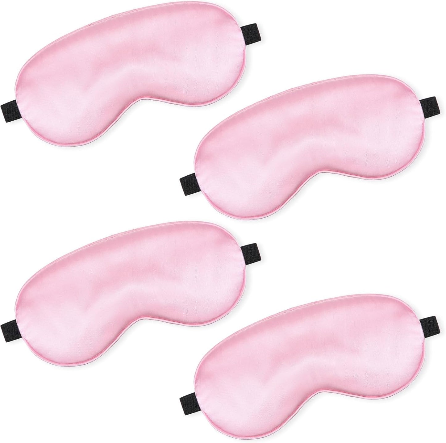BBTO 4 Pcs Silk Sleep Mask Smooth Soft Eye Mask Satin Blindfold Silky Eyeshade Adjustable Shoulder Strap for Women Girl Sleep, Travel, Night Sleeping, Office, Party Games, Wedding Gifts(Pink)