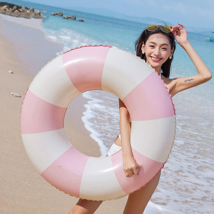 4 PCS Striped Inflatable Pool Floats for Swimming Pool Party Lake Beach Adults - Floaties Pool Tubes Swim Rings Tubes Floaties for Beach Pool Party Decorations