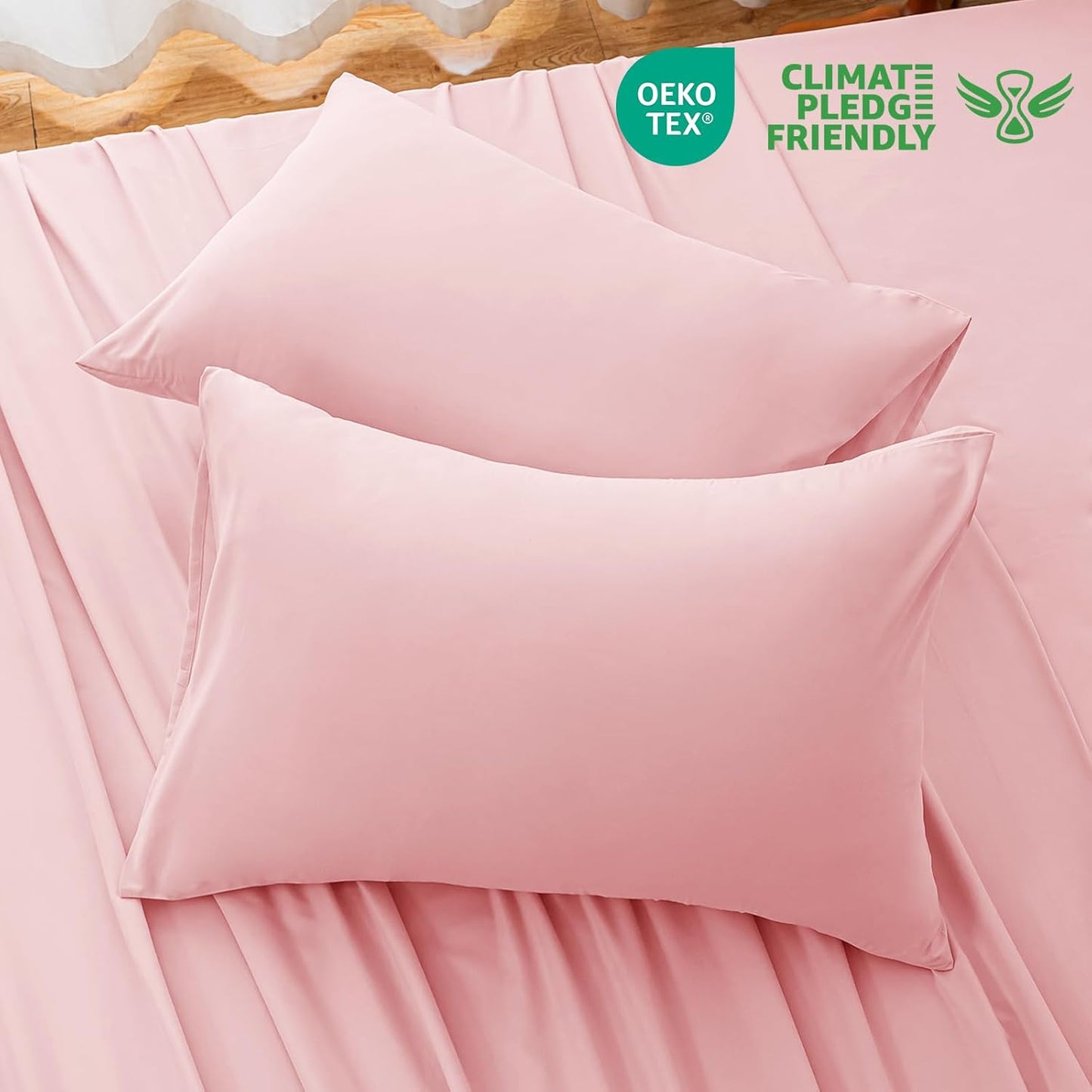 6 Piece Queen Sheet Set – Breathable & Cooling Bedding Set with 18-24 Inch Deep Pockets - 1 Flat & 1 Fitted Sheet & 4 Pillowcases（Queen Baby Pink