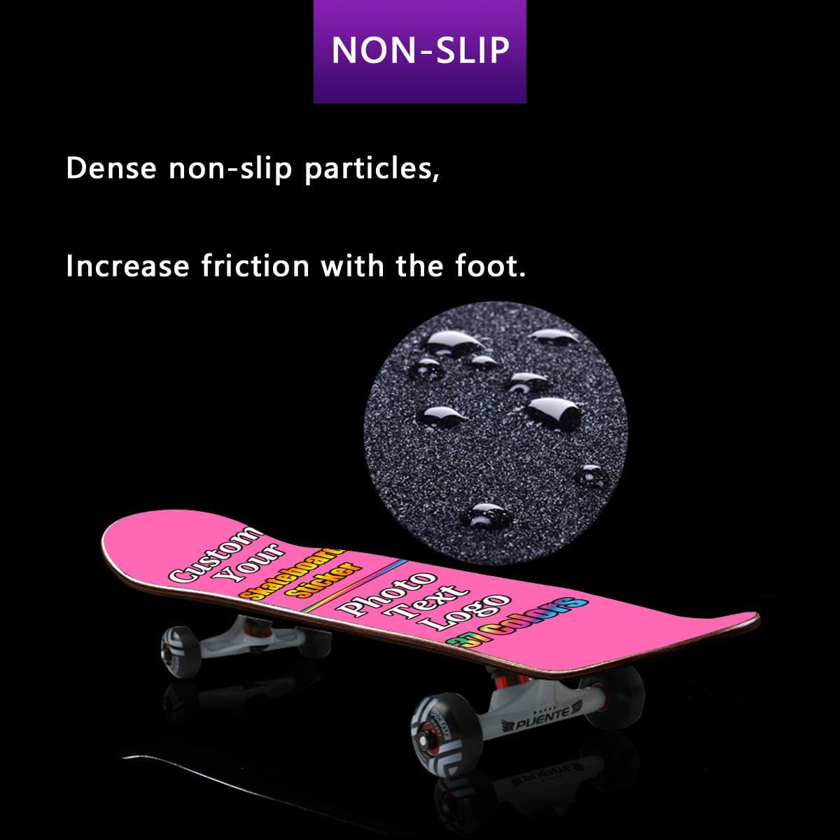 Personalized Skateboard Stickers, Add Picture Logo Text, Custom Fashion Skateboard Sticker for Scooter Longboard, Gifts for Dad Brothers, HotPink, 9"x31"