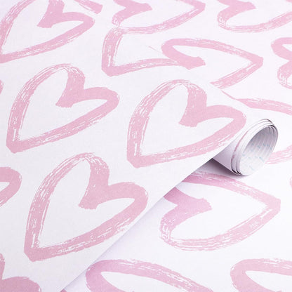 Timeet Pink Peel and Stick Wallpaper - Modern Heart Wall Decor, 17.7"x78.7", Self-Adhesive, Removable
