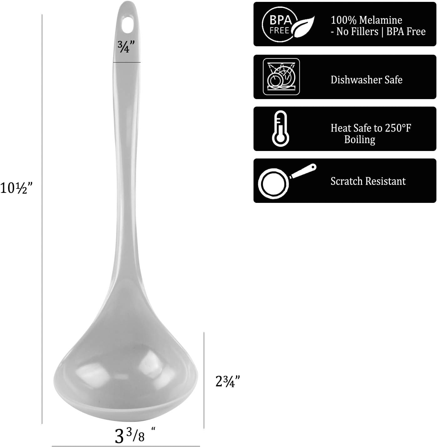 Reston Lloyd Melamine Soup Ladle Kitchen Utensil, Premium Quality Utensil with Heat Resistant Ergonomic Handle, Durable BPA-Free Plastic, 10.5 inch long, One Piece, Pink