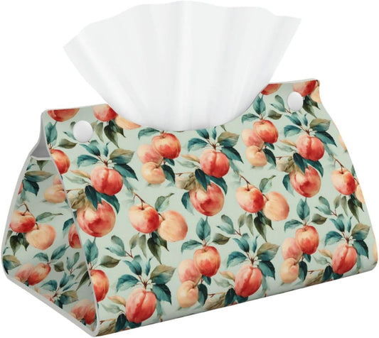 Fruits Peach (1) for Long Tissue Box Cover, Pu Leather Rectangular Tissue Holder for Bathroom, Desk, Home Decor