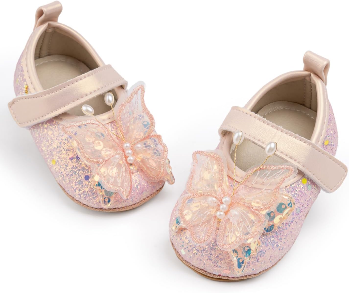 HsdsBebe Baby Girls Mary Jane Flats Non Slip Soft Sole Bowknot Princess Wedding Dress Shoes Toddler First Walkers Infant Newborn Baptism Crib Shoes