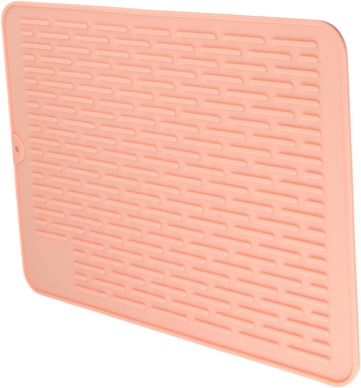 Silicone Dish Drying Mat for Kitchen Counter, Non-Slip Sink Liner with Raised Stripes, Heat Resistant & Easy to Clean, Large 15.75x11.81 Inch Draining Pad(Pink)