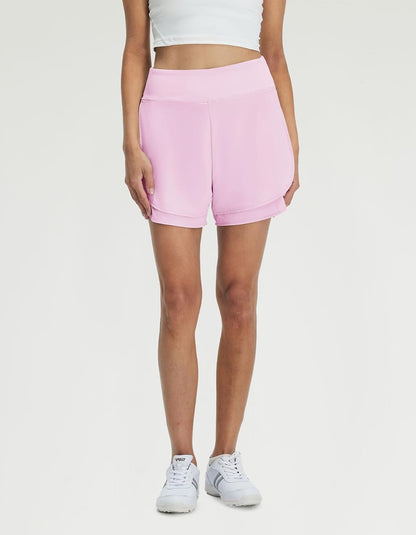 M MAELREG Women's 2 in 1 Golf Shorts 4" Inseam, High Waisted Tennis Running Athletic Spandex Underneath Liner 3 Pockets