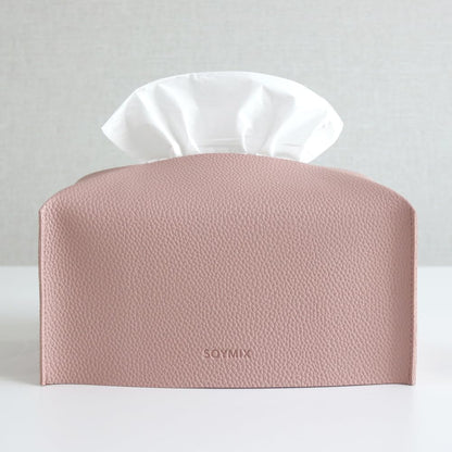 Skin Touch PU Leather Square Tissue Box Cover — Modern Decorative Holder for Bathroom, Vanity, Office Desk, Bedroom, Living Room, or Kitchen (Pink, Rectangle)