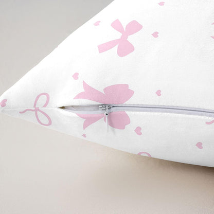 Feelyou Light Pink Bow Throw Pillow Covers 1 Pcs Cute Princess Bowknot Cushion Case Kawaii Love Heart Pattern Decor Pillowcase Indoor Outdoor Super Soft 22 x 22-Inch