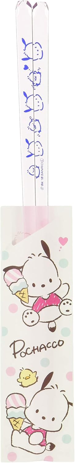 Sanrio 490565 Pochacco with Peppers Clear Chopsticks, Light Pink