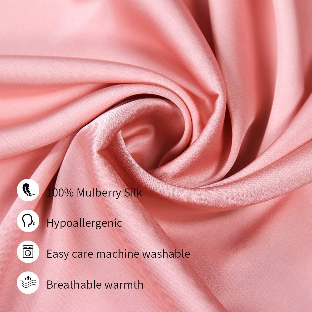 Jocoku 100% Mulberry Silk Pillowcases Set of 2 for Hair and Skin and Super Soft and Breathable Queen Size Nature Silk Pillowcases (Queen, Pink)