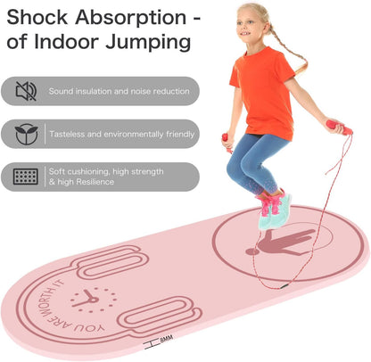 8/20/30mm Jump Rope Mat Fitness Exercise Mat Durable, Non-Slip, Workout Mats with Jump Rope & Carrying Bag for Home Gym Flooring (55"x 24")