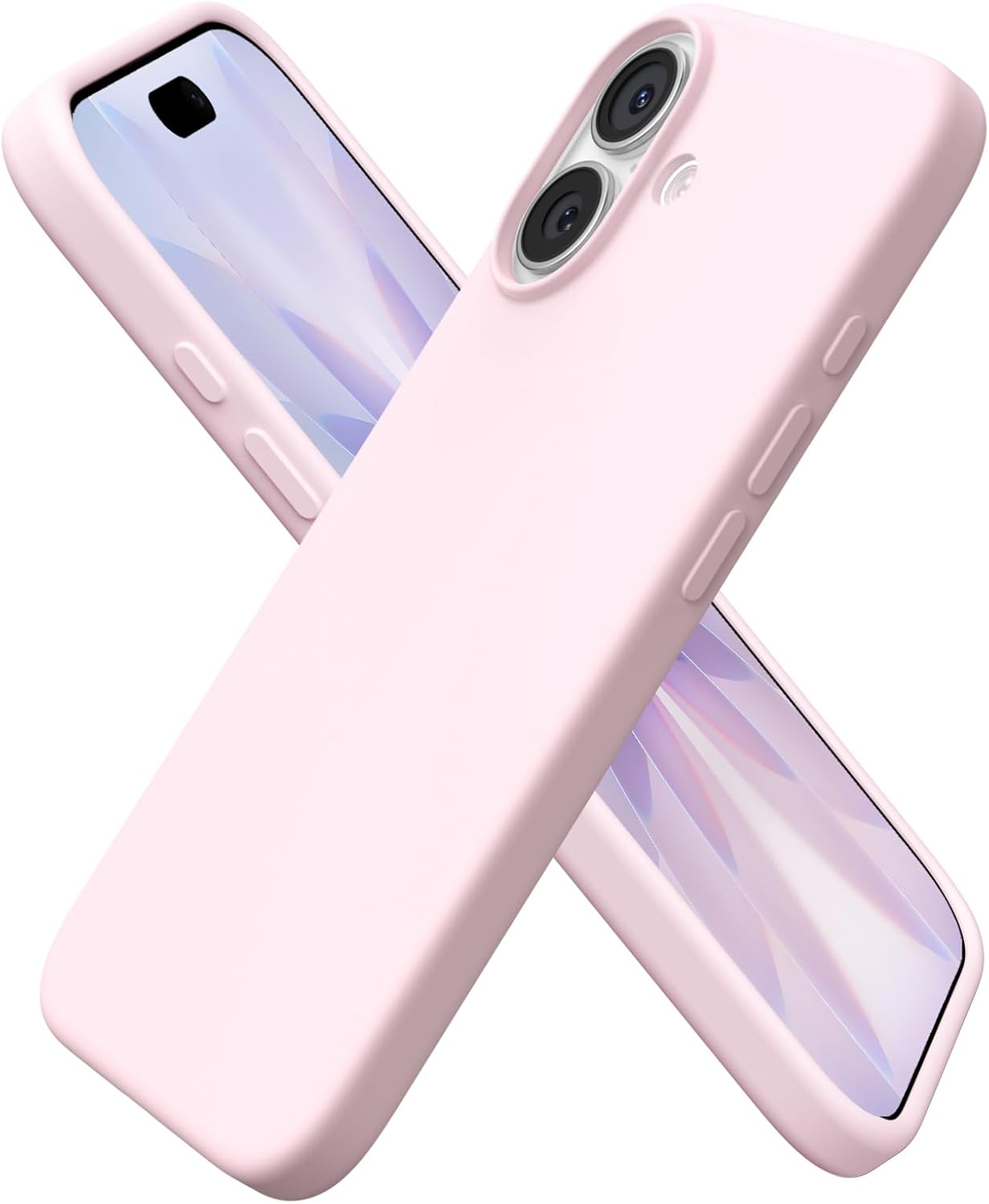 ORNARTO Compatible with iPhone 17 Case 6.3, Slim Liquid Silicone 3 Layers Full Covered Soft Gel Rubber Phone Case Protective Cover 6.3 Inch, Chalk Pink