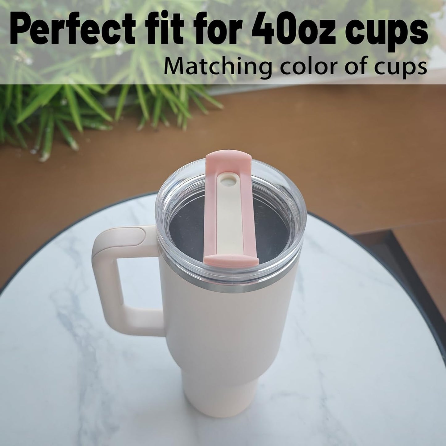 40 OZ Tumbler Lid Replacement Fit for Stanley Cup, 2 Pack Clear Replacement Lids Fit for Stanley Travel Tumbler, Spill Proof Tumbler Covers for Stanley Cup Accessories (Peach Whip Cabana Gloss)