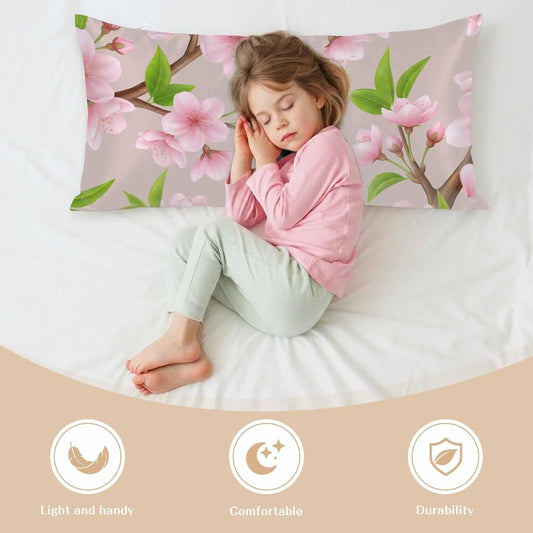 Pink Peach Flowers Satin Pillowcases with Zipper Cal King Size Cooling Silk Pillow Cases for Hair and Skin Smooth Spring Botanical Watercolor Floral Brown Throw Pillow Covers for Women Men 20x40 Inch