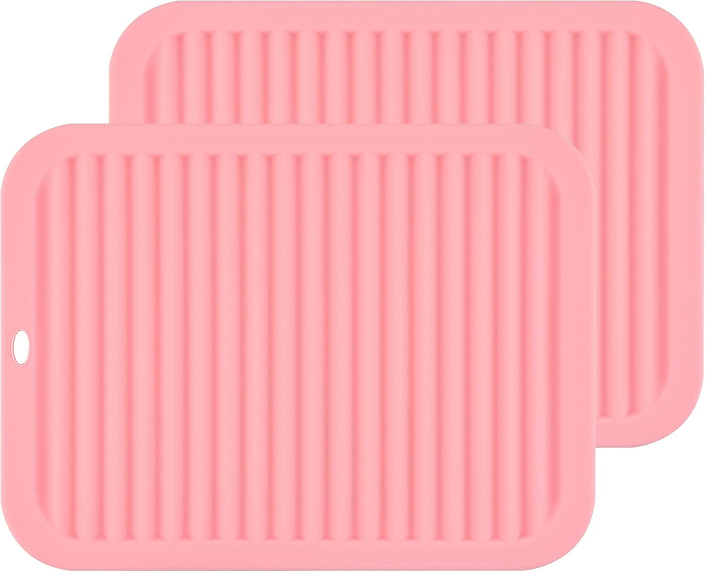 Silicone Trivets for Hot Dishes, Pots and Pans, Silicone Hot Pads for Kitchen, Heat Resistant Mat for Quartz Counter Table, Multi-Purpose Trivet Mat Pot Holders Set 2 Pink