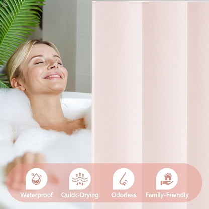 Seenus Waterproof Soft Microfiber Shower Curtain TPU Backed Lightweight, Baby Pink Fabric Shower Curtain Liner with 2 Large Magnets, 72 x 72 Inch 2 in 1 Hotel Quality Cloth Bathroom Curtain Washable