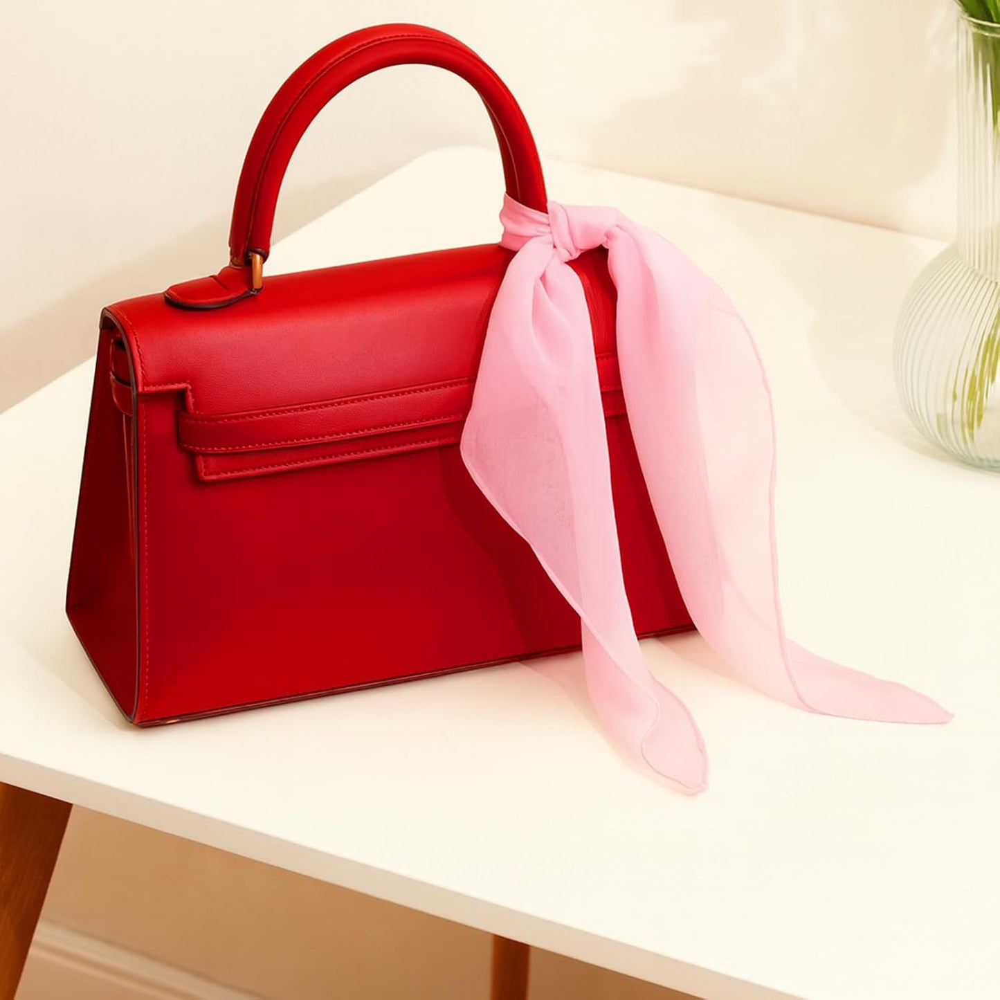 MissShorthair 50s Chiffon Scarf Sheer Square Neck Head Scarf for Women