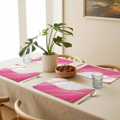 Abstract Marble Placemat Set of 4 Non-Slip Placemats for Dining Table Marble Pink Washable Table Mats, Heat Resistant Kitchen Table Mats for Party, Dining Room & Home Decor