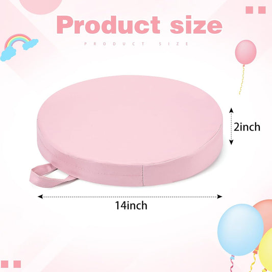 Sawysine 2 Pcs 14 Inch Floor Cushions with Handle, Flexible Round Floor Seating Pillows for Home School Classroom Kindergarten Daycare Nursery, 2 Inch Thick (Pink)