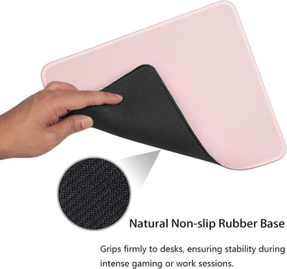Light Pink Office/Gaming Mouse Pad 10.2x8.2 Inch, Stitched Edge, Durable Portable Solid Color Mat for Desk, Non-Slip Rubber Base, Smooth Surface