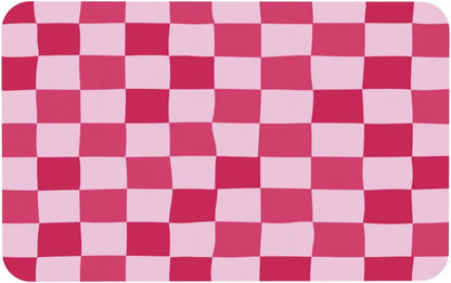 Bath Mat Pink Checkerboard Pattern Absorbent Non Slip Doormat 19.7x31.5 in Washable Diatomaceous Shower Mat Floor Mats for Bathroom Kitchen Entryway