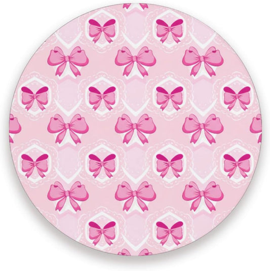 Kigai Light Pink Bows Coaster, Absorbent Drink Coaster Set of 4, Table Coasters for Decor