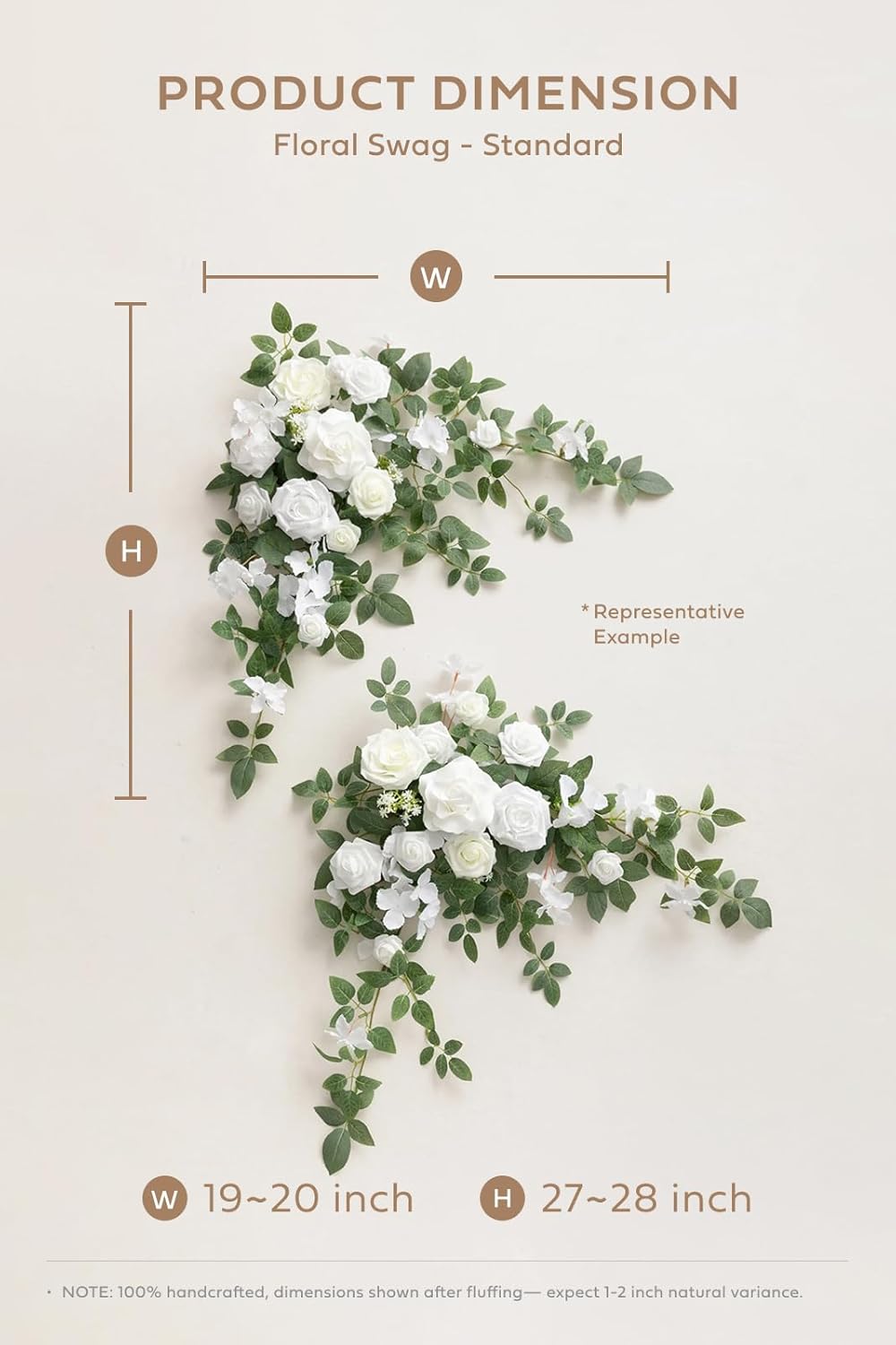 Ling's moment 2PCS Apricot Peach Artificial Flower Garland Wedding Arch Flowers Floral Swags Centerpieces Decoration Rose Greenery for Sweetheart/Head Table Easel Wall Entryway Board Backdrop