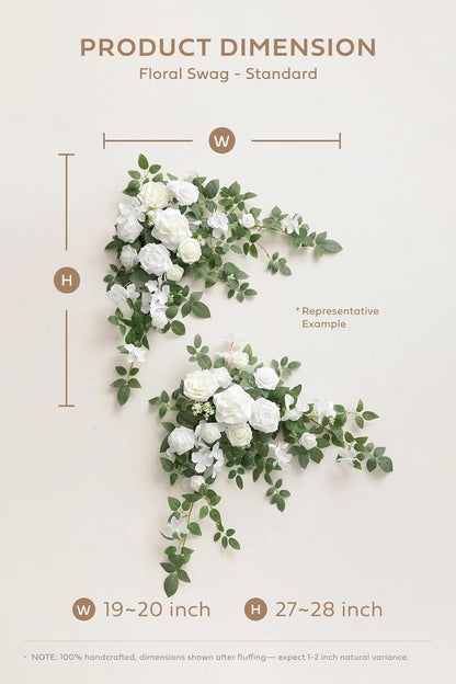 Ling's moment 2PCS Apricot Peach Artificial Flower Garland Wedding Arch Flowers Floral Swags Centerpieces Decoration Rose Greenery for Sweetheart/Head Table Easel Wall Entryway Board Backdrop