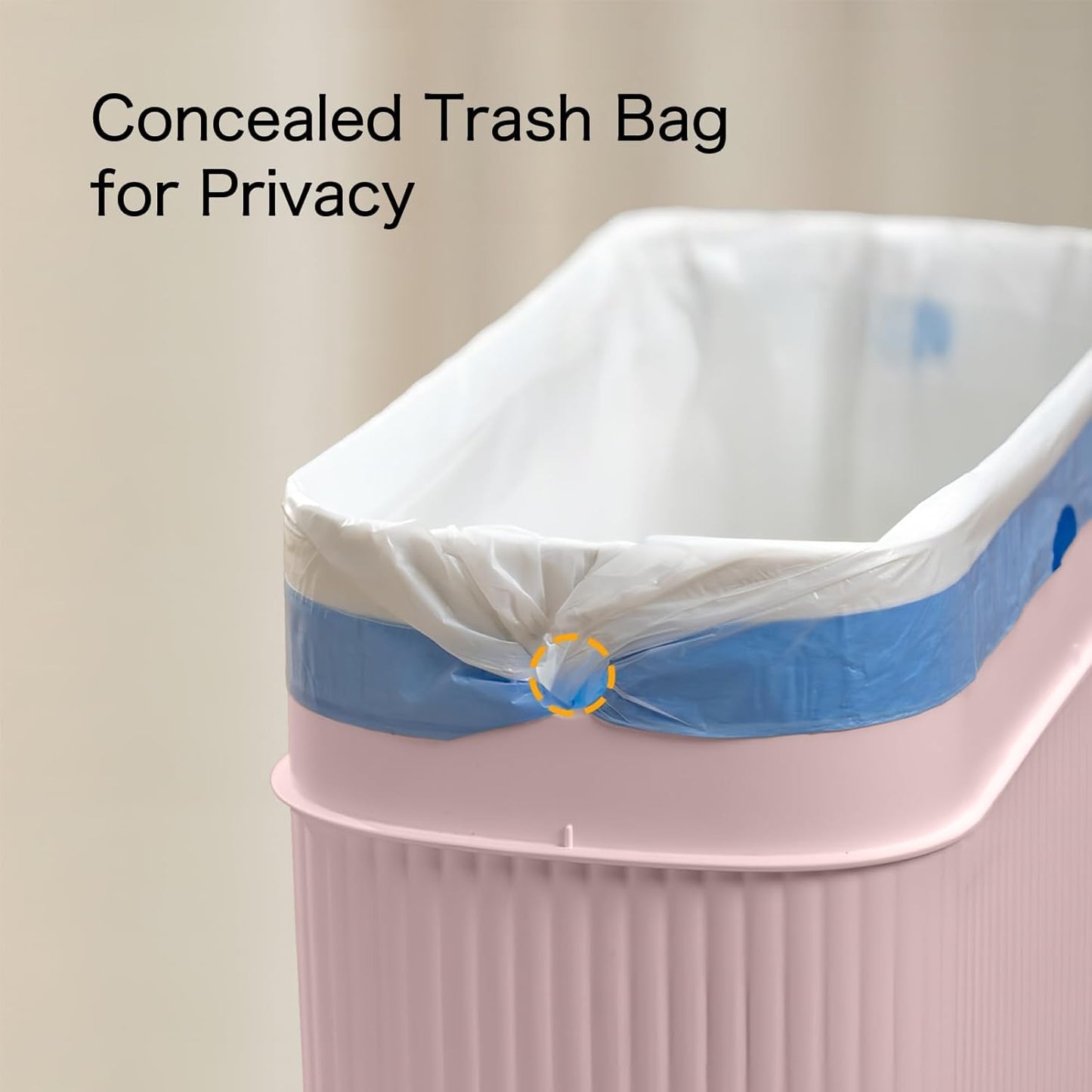 Bathroom Trash Can with Lid, 12L Small Plastic Garbage Can for Kitchen with Press Top Lid, 3.2 Gallon Slim Dog Proof Wastebasket Trash Bin for Office, Bedroom, Living Room, Home Cabinet-Pink