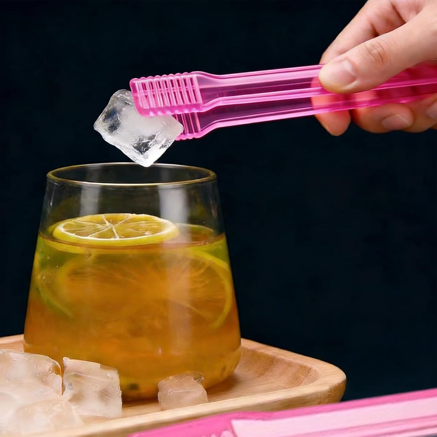 10Pcs 6.3 Inch Plastic Serving Tongs,Clear Pink Kitchen Small Serving Utensils for Buffet Party Barbecue