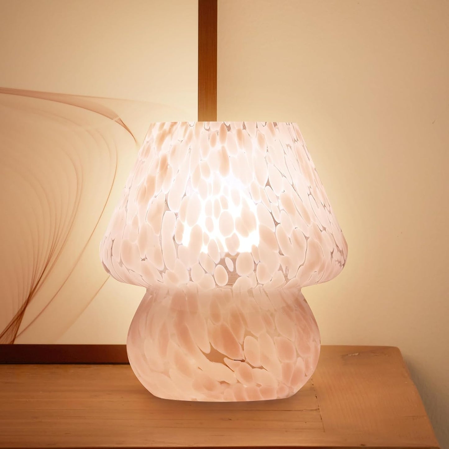 Dawnwake Mushroom Lamp Table Lamp for Bedroom,Small Desk Bedside Lamps for Living Room,Mushroom Decor Cute Mini Modern Mid Century Lamps for Night Stands,Aesthetic Home Living Room Decor(Blush Pink)