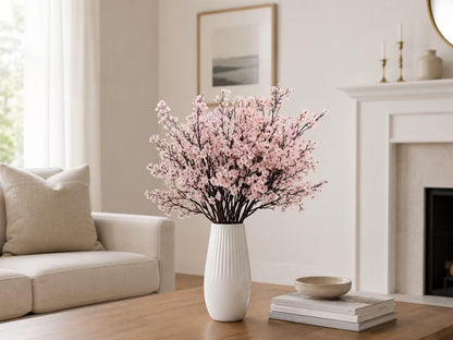 Mandy's Light Pink Artificial Baby’s Breath Flowers 6 Bundles Silk Gypsophila, 18.5 Inch European Style Modern Home Decor Centerpiece, Neutral Wedding Flower Arrangements
