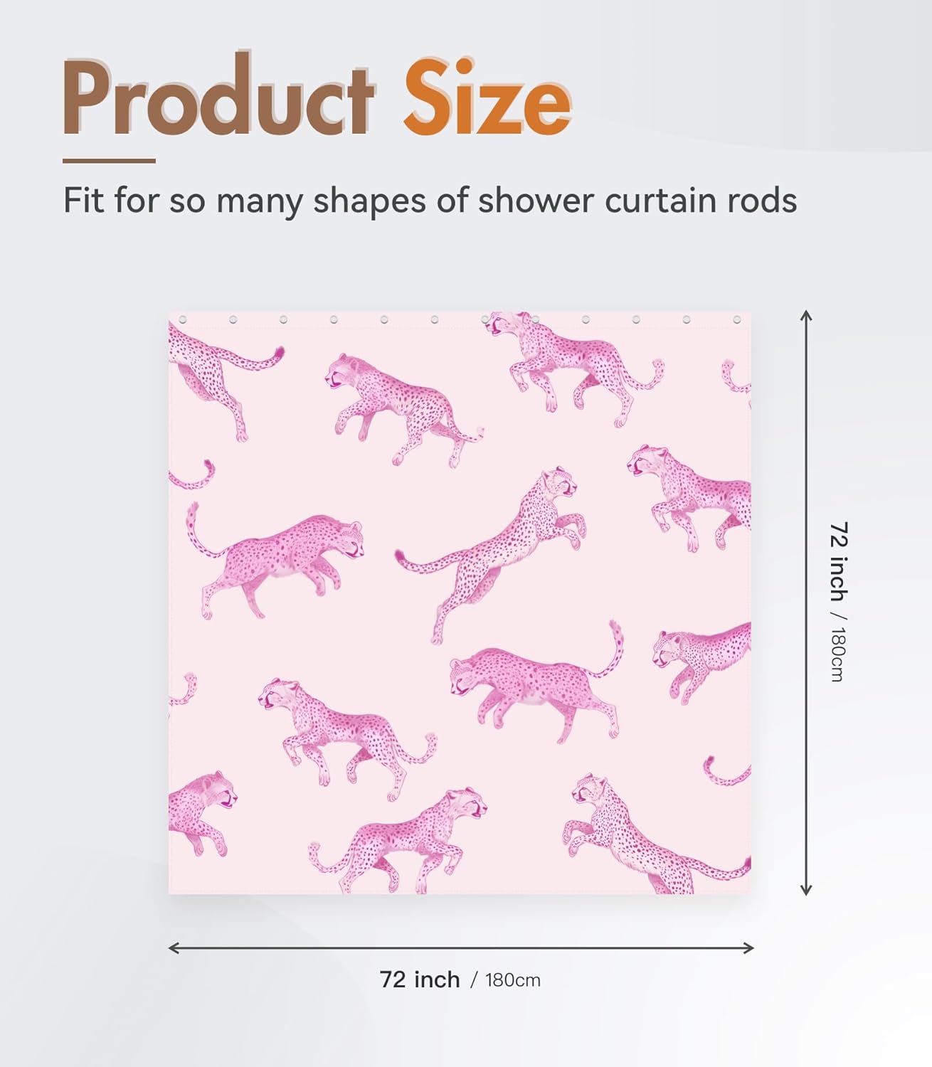 MAMUSE Shower Curtain for Bathroom - Cute Aesthetic Decorative Modern Girly Unique Girls Design Pretty Women Waterproof Fabric Cloth Cortinas de Baño Bathtub 72 x 72 Inch, Pink Leopard