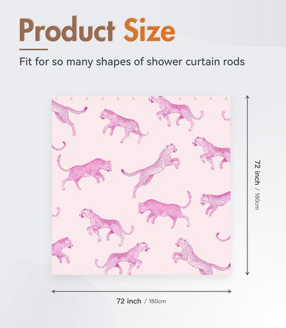 MAMUSE Shower Curtain for Bathroom - Cute Aesthetic Decorative Modern Girly Unique Girls Design Pretty Women Waterproof Fabric Cloth Cortinas de Baño Bathtub 72 x 72 Inch, Pink Leopard