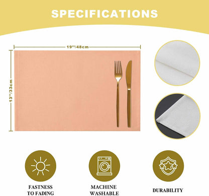 Peach Fuzz Placemats Set of 6 Modern Pure Peach Fuzz Place Mats Indoor Wipeable Table Mats Washable Cloth Dining Table Placemats for Kitchen Holiday Party Home Decor 13x19 Inch