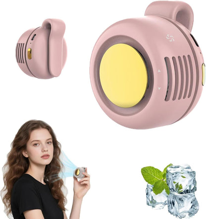 Portable Silent Mini Bladeless Fan, 3 Speeds & Queit, Hands Free Shirt and Waist Clips Whirlwind Fans,Suitable for Outdoor & Travel & Office (1PC-Pink)