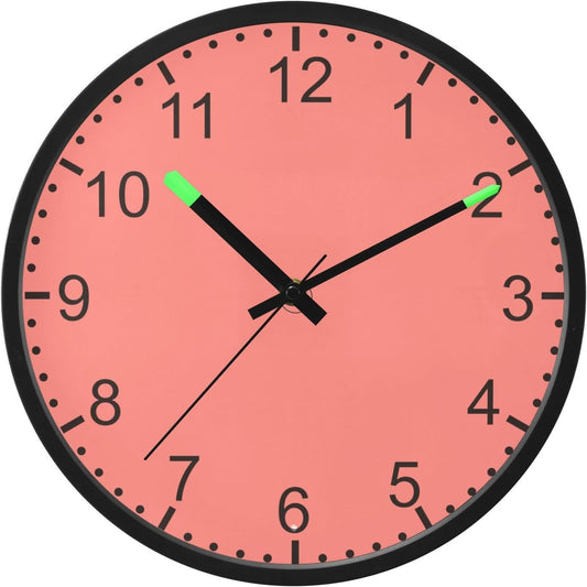 ODAWA Coral Pink Glow in The Dark Wall Clock 12" Battery Wall Clock with Light for Night