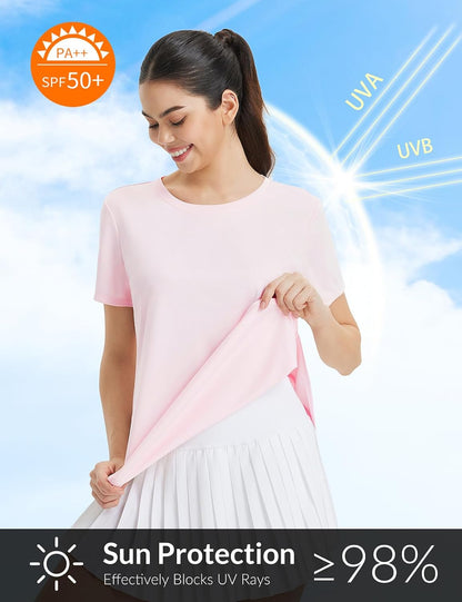 baleaf Women's Short Sleeve Workout Shirts Athletic Running Loose Fit Tops UPF 50+ Quick Dry T-Shirts Gym Yoga Tee
