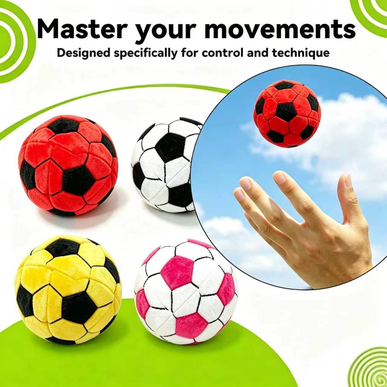 4Pack Soft Soccer Footbags, Juggling Balls for Foot Coordination, Lightweight Mini Kick Balls for Teens & Adults, Helps Improve Agility and Coordination Skills(Red+Black+White+Pink)